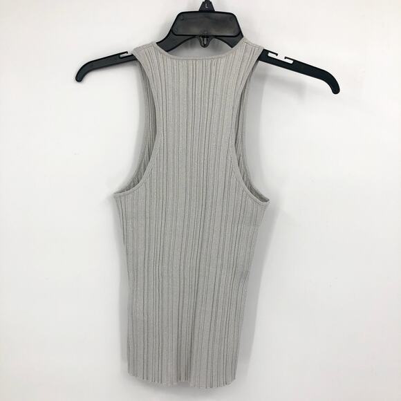 MADEWELL Signature Shimmer Cutaway Sweater Tank Small Silver Vapor Knit NWT - Picture 6 of 10